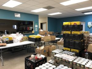 CommUnity food bank waiting room transitioned into a baggin station